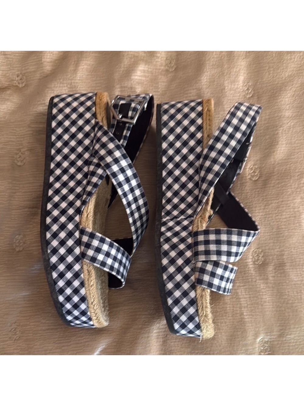 Rag & Bone Gingham Espadrille Platform Sandals - Picture 3 of 11
